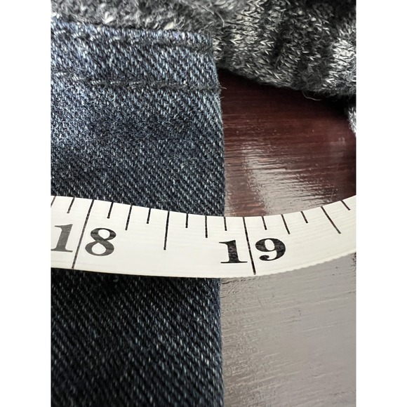 Free People Size M Dark Hooded Knit Denim Jean Jacket - Picture 14 of 15